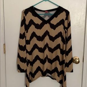 Sunny Leigh Black and Tan Striped Long Sleeve Shirt